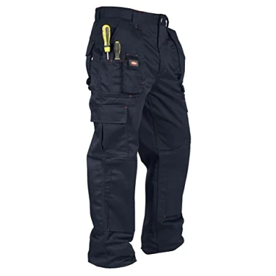 Image of Lee Cooper LCPNT206 Workwear Mens Multi Pocket Easy Care Heavy Duty Knee Pad Pockets Safety Work Cargo Trousers Pants, Black, 40W/33L