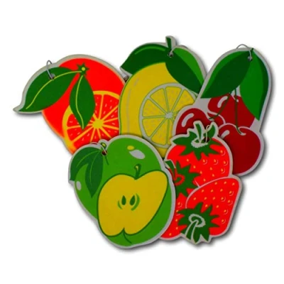 Image of EPOSGEAR 5 Pack Assorted Fruit Design Car Air Fresheners Scent Variety With Elastic Hanging Loop