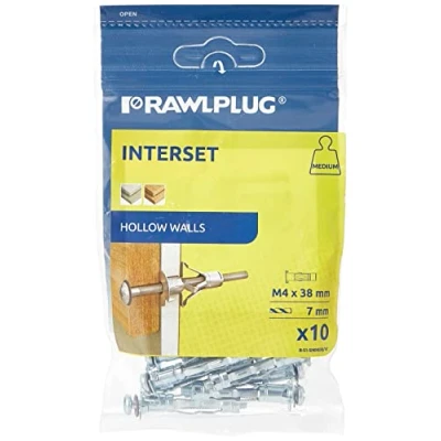 Image of Rawlplug 41 619 Interset Cavity Fixings and Screws (Card of 10) M4x40