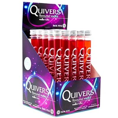 Image of Quivers Strawberry Vodka Shots, 14% ABV, 25 x 20ml