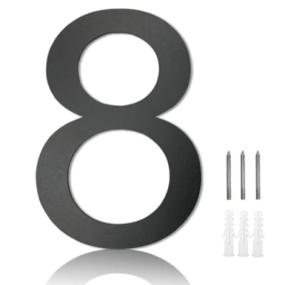 Image of MOLVCE Stainless Steel Door Numbers, 8 inch Modern House Floating Signs for Outside, Number Sign Screw On Home, Address, Store, Font Arial, Anthracite Gray