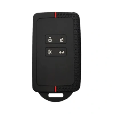 Image of Key Card Case Cover for Renault Clio Megane Koleos Kadjar Kangoo Twingo Talisman Captur Espace Dacia Duster,4 Buttons Silicone Car Fob Shell Holder Accessories (Red)