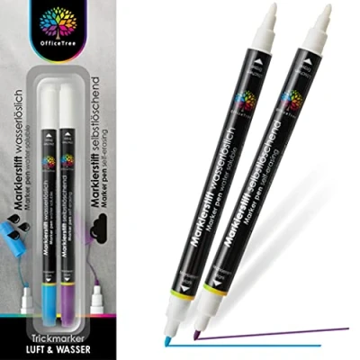 Image of OfficeTree 2 x Fabric Pens 1x Self Extinguishing &amp; Water Soluble Markers T Shirt Pens, Shoe or for Clothes Paint Crafts Marker