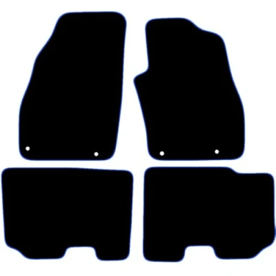 Image of Carsio Carpet Car Mats For Fiat Punto 2012 Onwards 4 Piece Set With Clips Tailored Fit Floor Mat Complete Accessory Black Custom Fitted All Weather, Anti Slip Backing &amp; Blue Trim