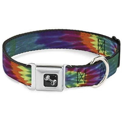 Image of Buckle Down Seatbelt Dog Collar BD Tie Dye 1.5&quot; Wide Fits 18 32&quot; Neck Large