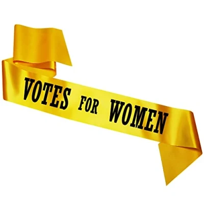 Image of My Pretty Little Gifts Votes for Women Sash Fancy Dress Costume Suffragette Emmeline Pankhurst Adults Kids Child Size YELLOW