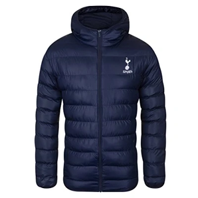Image of Tottenham Hotspur FC Official Gift Mens Quilted Hooded Winter Jacket Navy 3XL