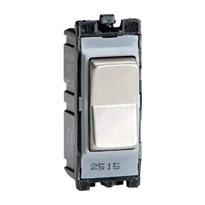 Image of Varilight Power Grid Brushed Steel 10 Amp 2 Way Retractive Switch