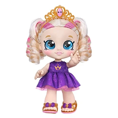 Image of Kindi Kids Tiara Sparkles Royal Candy Scented Big Sister Official 10 Inch Toddler Doll with Bobble Head, Glitter Eyes, Changeable Clothes and Removable Shoes