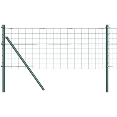 Image of vidaXL Euro Fence with 13 Posts 0.8x25 m Galvanised Steel Green