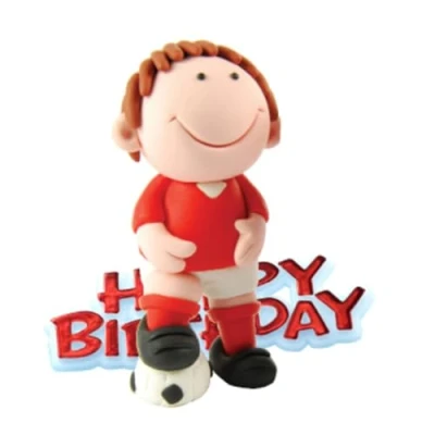 Image of Anniversary House Football Cake Topper Keepsake Set, Red, 2 Piece Birthday Decorations, Sturdy Resin and Happy Motto, Decorations for Boys, CD102R, 7.5cm (3&quot;)
