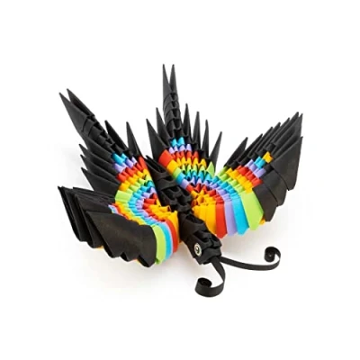 Image of Origami 3D 501821 Butterfly Beautiful Paper Sculpture with Patented Components and Comprehensible Building Instructions 157 Pieces 12 x 5 cm from 8 Years