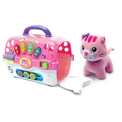 Image of VTech Cosy Kitten Carrier Interactive Baby Activity Center with Animal Toy, Educational , Musical Sound Toy Different Music Styles From 9 months to 3 Years,Pink,16.3 x 37.5 27.9 cm