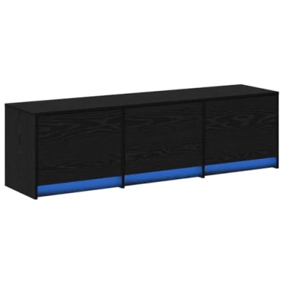 Image of vidaXL TV Cabinet with LED Black Oak 140x34x40 cm Engineered Wood