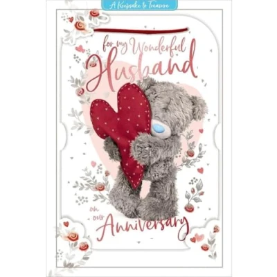 Image of Me To You Tatty Teddy For My Wonderful Husband 3d holographic Anniversary Card