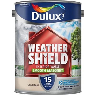 Image of Dulux Weather Shield Smooth Masonry Paint, 5 L Sandstone