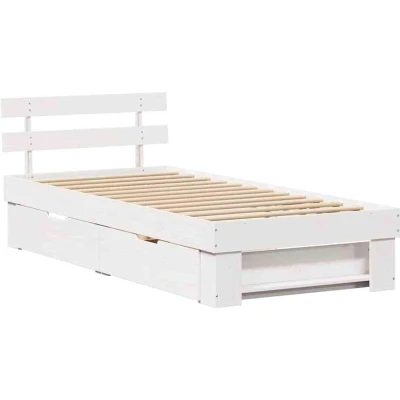 Image of with Drawer Headboard Storage White 80 x 200 cm Solid pine wood Vidaxl