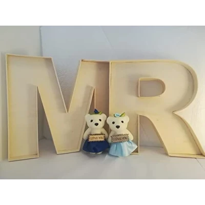 Image of Handmade Unfinished Wooden fillable Letter MR