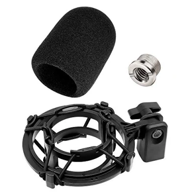 Image of Etour at2020 Microphone Shock Mount with Pop Filter, [Custom Built for Mic] Anti Vibration Suspension Holder Clip Compatible audio technica line Kit