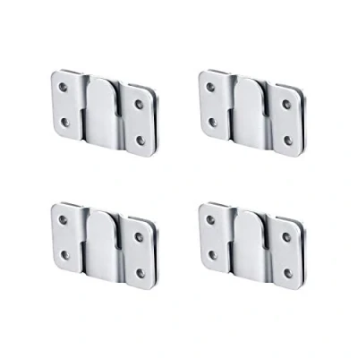 Image of Flush Mount Brackets, Concealed Headboard Wall Fixings Stainless Steel Heavy Duty Picture Hanging, Interlocking Z Clip Hook for Pictures, Mirrors Frames Hanging (Large 4 Pairs)