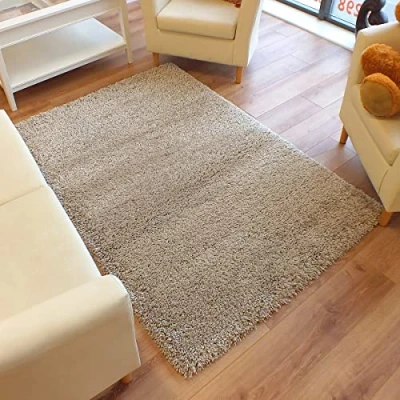 Image of Twilight Rug Thick Luxurious Shaggy Linen Beige 1.6m X 2.3m (5&#039;3 7&#039;6 Approx)