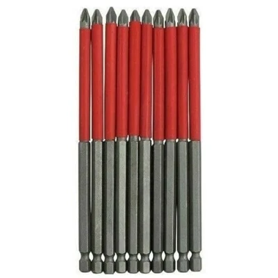 Image of 10pc 6&quot; 150mm Long Non Slip Bits Pozi Phillips Slotted Screwdriver Drill Bit Set