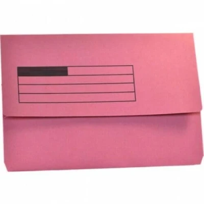 Image of Foolscap Document Wallets 285gsm, Assorted Colours, Pack of 50 Folders (Pink)