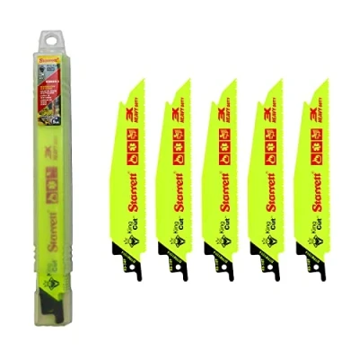 Image of Starrett Bi Metal Reciprocating Saw Blade 5 Pieces BTR61014 King Cut 150 mm/6&quot; Inch 10 14TPI Unified Shank Heavy Duty Cutting Compatible with Bosch Dewalt Makita &amp; Many Others