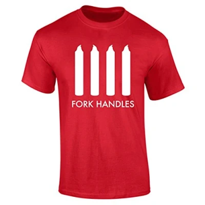 Image of Mens Fork Handles Four Candles Funny Comedy Sketch T Shirt Red (M)