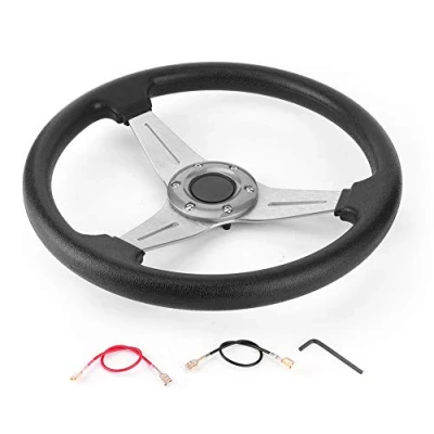 Image of EBTOOLS 350mm/14in Car Racing Steering Wheel,Universal Drifting Wheel Replacement Modified Accessory(Silver)