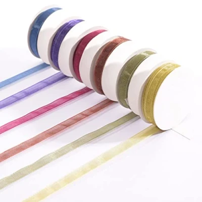 Image of Vaessen Creative Organza Ribbon Set, Fall, A Mix of 6 Colours, 6mm x 2m, Woven Edge Trimming for Autumn Decorations, Card Making, Scrapbooks, Gift Wrapping, and More Seasonal Craft Projects