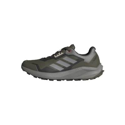 Image of adidas Performance Terrex Trailrider Trail running shoes olive strata charcoal solid grey semi impact orange, Size: 6 Textile/synthetics