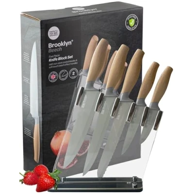 Image of Taylor&#039;s Eye Witness Brooklyn Beech 5 Piece Sloping Knife Block Set