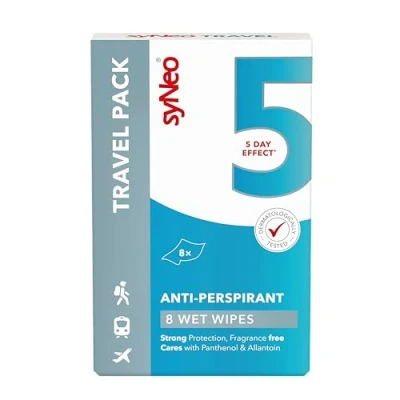 Image of syNeo 5 Antiperspirant Deodorant Cloths for Men and Women, Anti Sweat Against Strong Sweating, Antiperspirant, Pack of 1 (8 x 2.5 ml)
