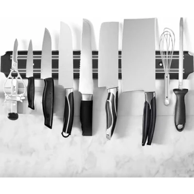 Image of Premium 20cm Magnetic Knife Holder for Wall Space Saving Organizer, Kitchen Utensil &amp; Tool Storage Strong Strip, Easy Installation