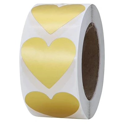 Image of Hylabelest Color Coding Dot Labels 30mm Love Heart Stickers (Gold)