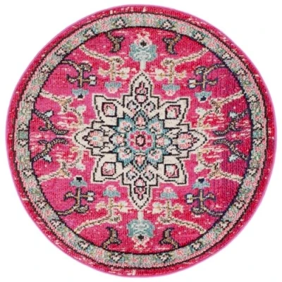Image of Safavieh Modern Chic Rug for Living Room Dining Bedroom Madison Collection Short Pile Fuchsia and Blue 122 x cm