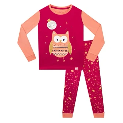 Image of Harry Bear Girls Pyjamas Owl Pink 6 7 Years