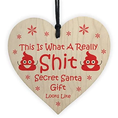 Image of Red Ocean Funny Secret Santa Gift For Her Wood Heart Him Colleague Friend