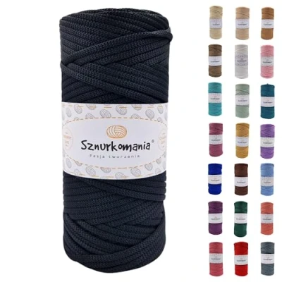 Image of Polyester Cord 5 mm 100 m, Many Colours, Flat Cord, Crochet Macrame Yarn, Shiny Comania (Jeans)