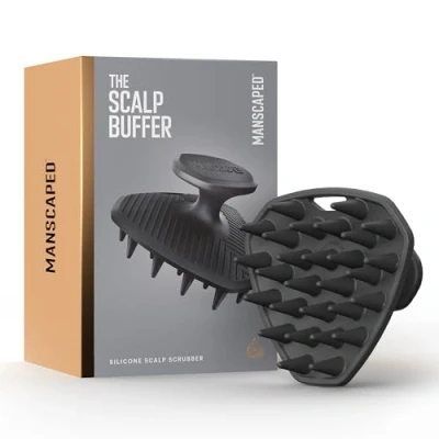 Image of MANSCAPED® The Scalp Buffer Men’s Silicone Head Scrubber Premium Cleansing &amp; Exfoliating Hair Brush, Ergonomic Handheld Design for Gentle Massage (1 Pack)