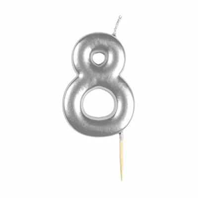 Image of amscan 9911822 Silver Numerical Candle 8
