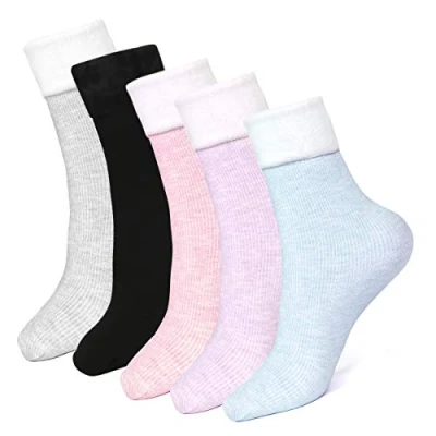 Image of EXTSUD 5 Pairs Winter Warm Cotton Ladies Women Socks, Knitting Thicken Socks Thermal UK 4 6.5 EU 35 39 (5 Colour)
