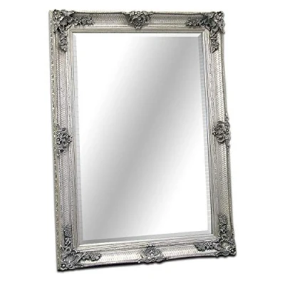 Image of Barcelona Trading Abbey Large Silver Shabby Chic Antique Style Wall/Over Mantle Mirror 31in x 43in, Wood, 110x79