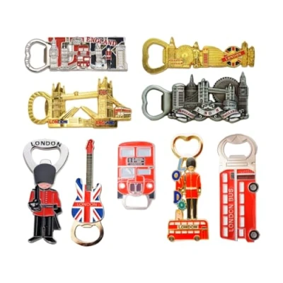 Image of London UK England Famous Icons Mix Bottle Opener Fridge Magnets Set of 9