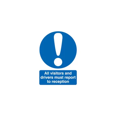 Image of Sitesafe All Visitors and Drivers Must Report to Reception Rigid PVC Sign 297 x 420mm