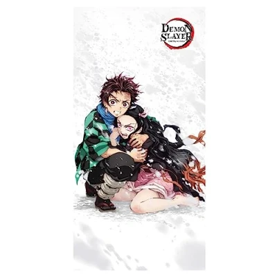 Image of Halantex DEMON SLAYER Tanjiro and Nezuko Kamado Beach Towel Bath 100% cotton Size 70x140 cm