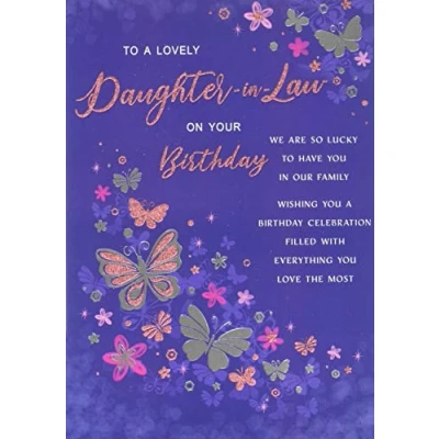 Image of Piccadilly Greetings Modern Birthday Card Daughter in Law 9 x 6 inches Regal Publishing,Violet