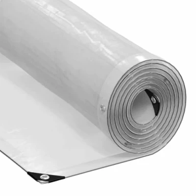 Image of vidaxl clear tarpaulin with eyelets 4x8 m polyethylene water resistant, durable, transparent tarp for outdoor/indoor use, perfect furniture cover or pool shield