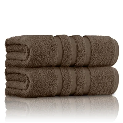 Image of GC GAVENO CAVAILIA 2 Pk Bath Towels, 550 Gsm Quick Dry Towel, Highly Absorbent Egyptian Cotton Towel Set, Machine Washable Bathroom Towels Cocoa